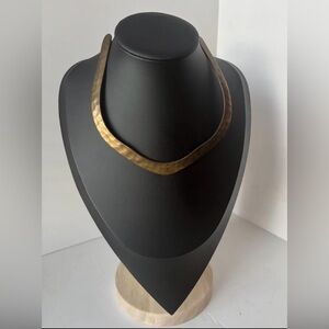 Vintage Brass Hammered Styled Torc Torque Choker Gold Toned